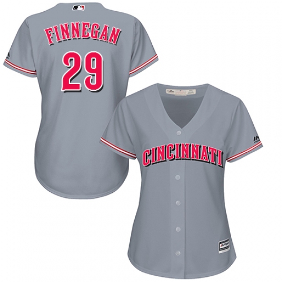 Women's Majestic Cincinnati Reds #29 Brandon Finnegan Authentic Grey Road Cool Base MLB Jersey