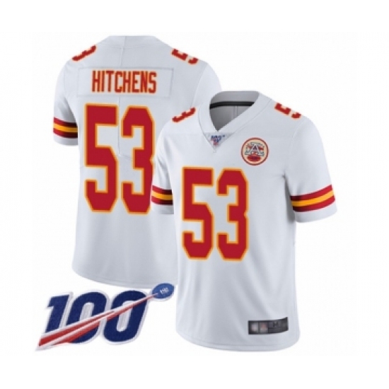 Men's Kansas City Chiefs #53 Anthony Hitchens White Vapor Untouchable Limited Player 100th Season Football Jersey - Ujersey