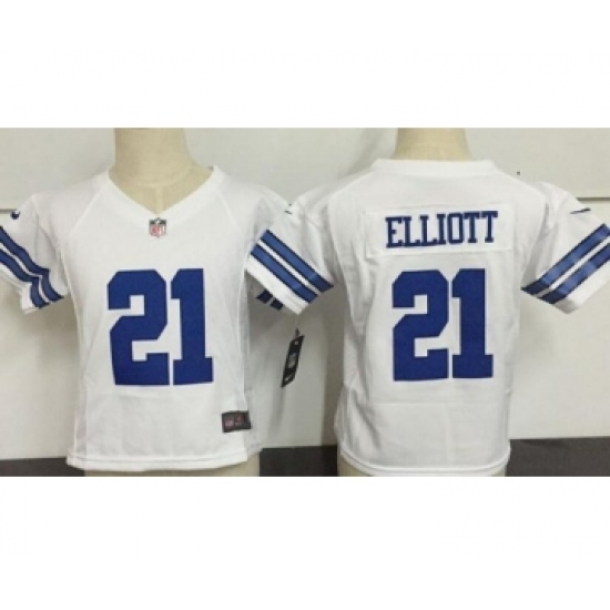 Toddler Dallas Cowboys #21 Ezekiel Elliott White Road Stitched NFL Nike Game Jersey - Ujersey