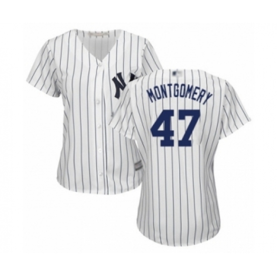 Women's New York Yankees #47 Jordan Montgomery Authentic White Home Baseball Player Jersey - Ujersey