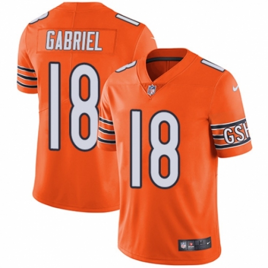 Men's Nike Chicago Bears #18 Taylor Gabriel Elite Orange Rush Vapor Untouchable NFL Jersey - Ujersey