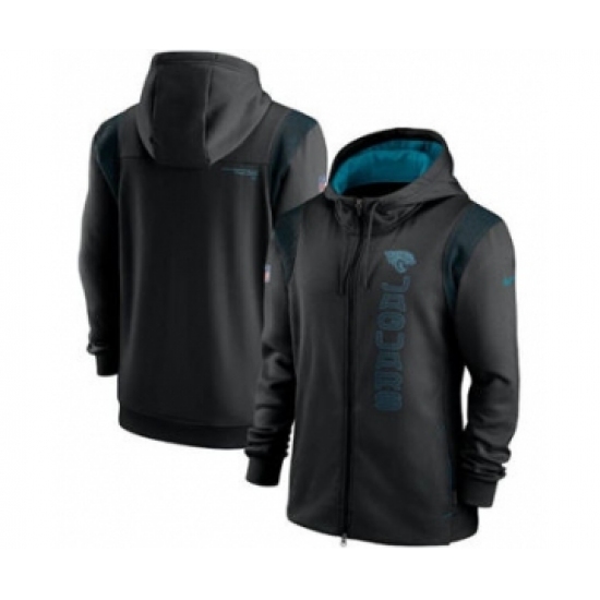 Men's Jacksonville Jaguars 2021 Black Sideline Team Performance Full-Zip Hoodie - Ujersey