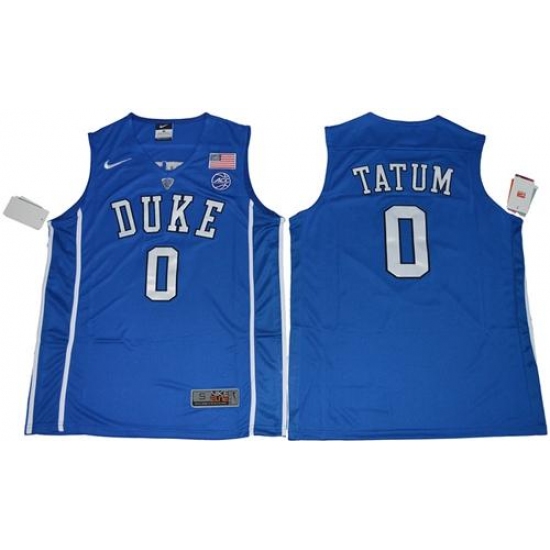 Duke Blue Devils #0 Jayson Tatum Blue Basketball Elite Stitched NCAA Jersey - Ujersey