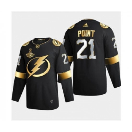 Men's Tampa Bay Lightning #21 Brayden Point Black Golden Edition Limited Stitched Hockey Jersey - Ujersey