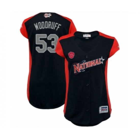 Women's Milwaukee Brewers #53 Brandon Woodruff Authentic Navy Blue National League 2019 Baseball All-Star Jersey - Ujersey