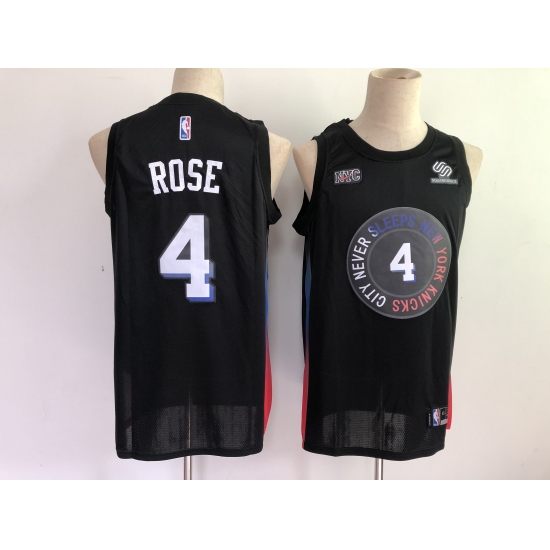 Men's New York Knicks #4 Derrick Rose Black City 2020-21 Stitched Basketball Jersey - Ujersey
