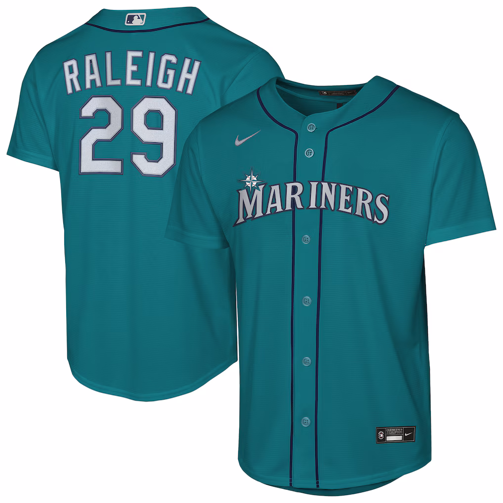 Youth Seattle Mariners Cal Raleigh Nike Teal Alternate Replica Jersey - Ujersey