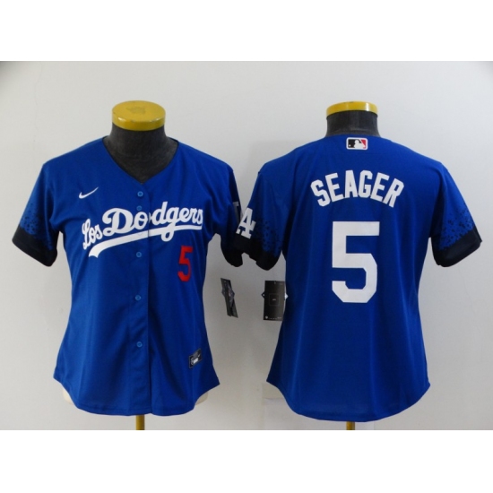 Women's Los Angeles Dodgers #5 Corey Seager Blue Game City Player Jersey - Ujersey