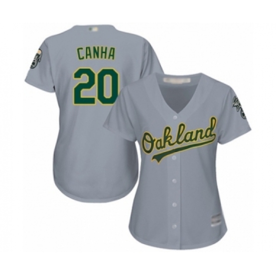Women's Oakland Athletics #20 Mark Canha Authentic Grey Road Cool Base Baseball Player Jersey