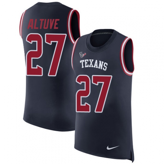 Men's Nike Houston Texans #27 Jose Altuve Limited Navy Blue Rush Player Name & Number Tank Top NFL Jersey - Ujersey
