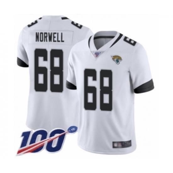 Men's Jacksonville Jaguars #68 Andrew Norwell White Vapor Untouchable Limited Player 100th Season Football Jersey - Ujersey