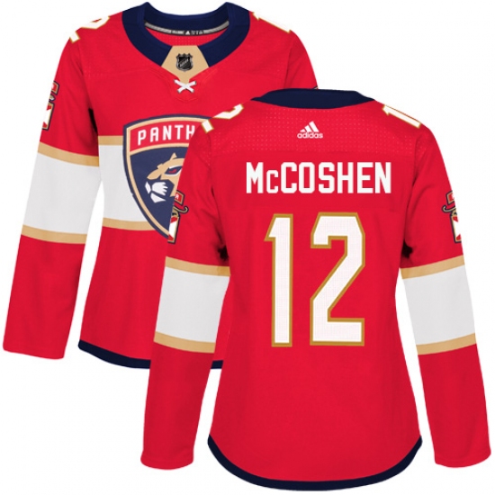 Women's Adidas Florida Panthers #12 Ian McCoshen Authentic Red Home NHL Jersey - Ujersey