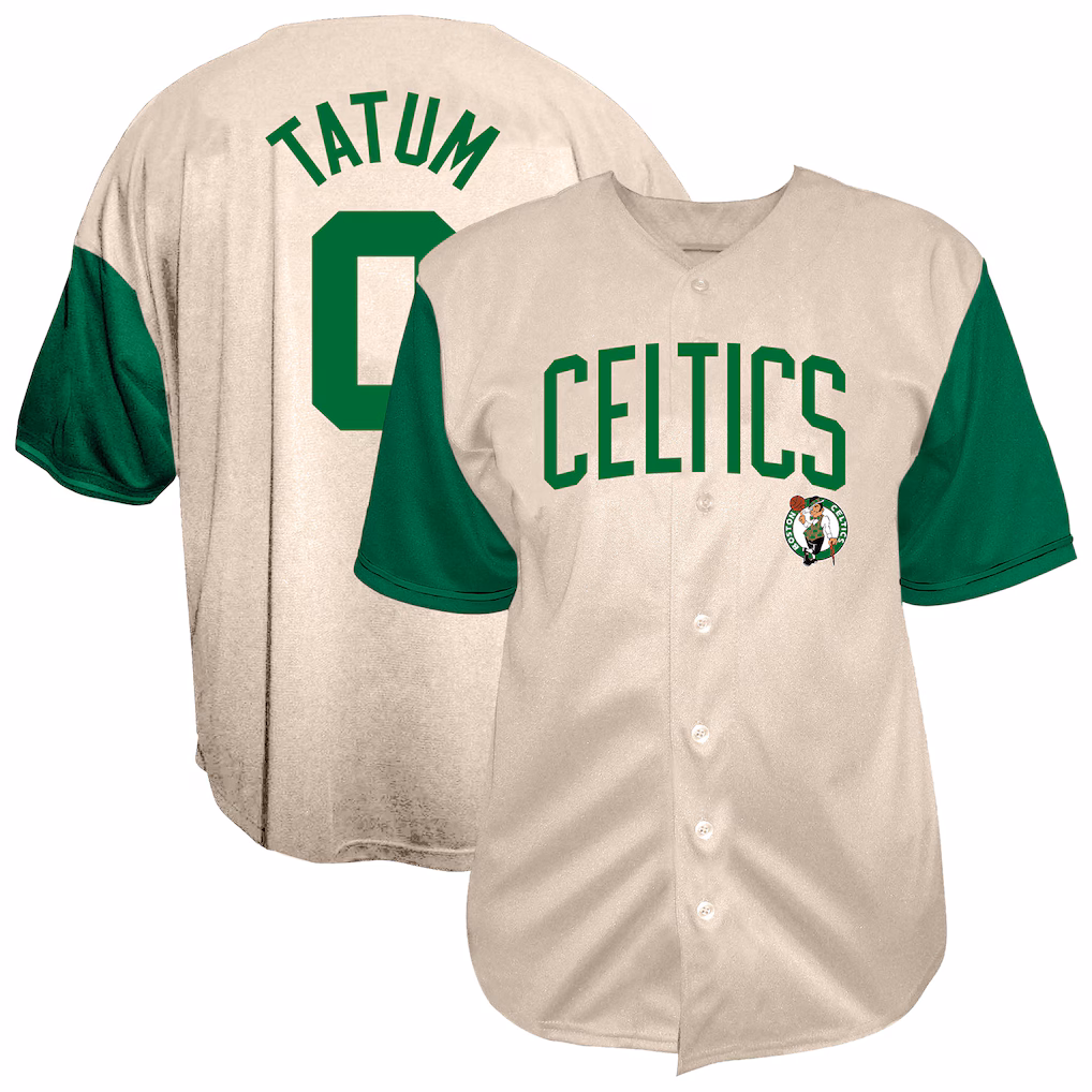 Men's Boston Celtics Jayson Tatum Fanatics Cream Baseball Jersey - ujerseystore
