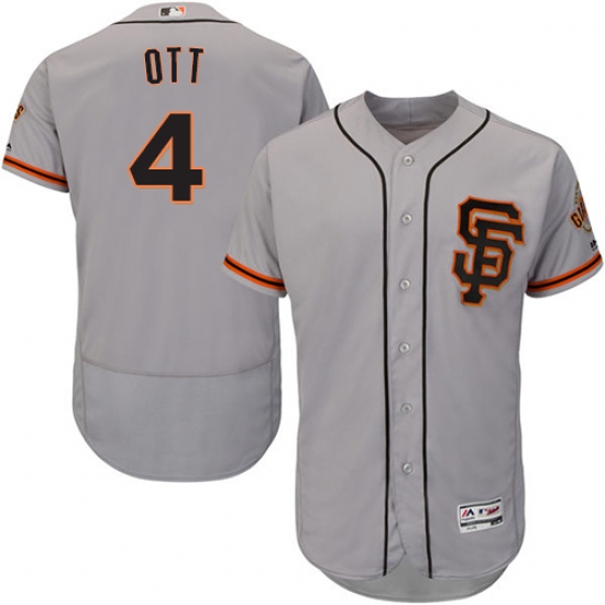 Men's Majestic San Francisco Giants #4 Mel Ott Grey Alternate Flex Base Authentic Collection MLB Jersey - Ujersey