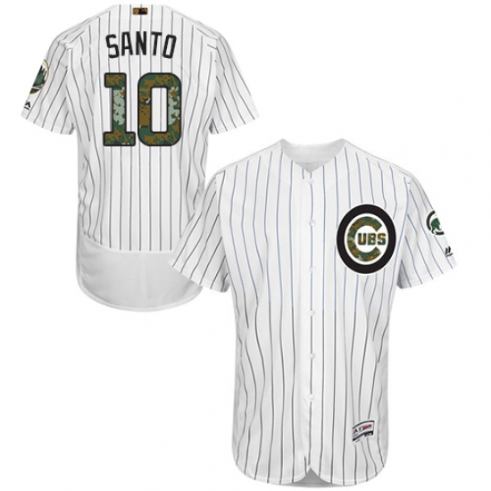 Men's Majestic Chicago Cubs #10 Ron Santo Authentic White 2016 Memorial Day Fashion Flex Base MLB Jersey - Ujersey