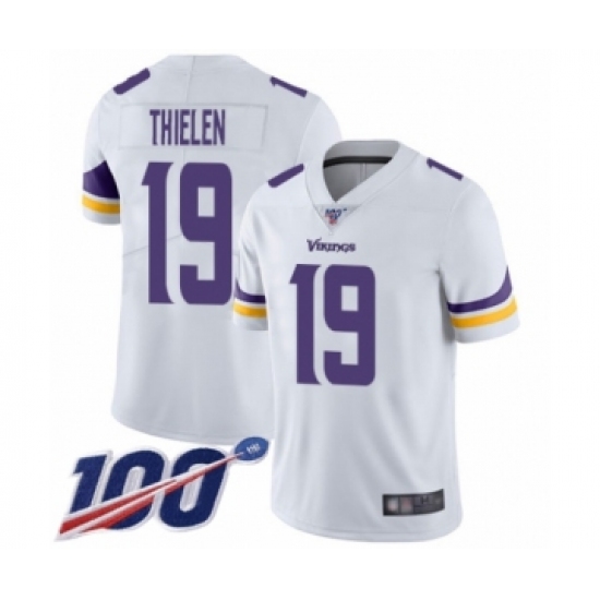 Men's Minnesota Vikings #19 Adam Thielen White Vapor Untouchable Limited Player 100th Season Football Jersey - Ujersey