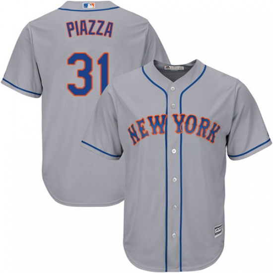 Men's Majestic New York Mets #31 Mike Piazza Replica Grey Road Cool Base MLB Jersey - Ujersey