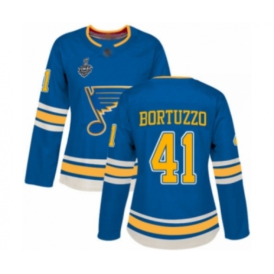 Women's St. Louis Blues #41 Robert Bortuzzo Authentic Navy Blue Alternate 2019 Stanley Cup Final Bound Hockey Jersey - Ujersey
