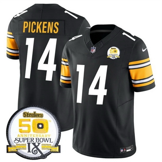 Men's Pittsburgh Steelers #14 George Pickens Black 2024 F U S E 50th Anniversary Of Super Bowl IX Alternate Vapor Untouchable Limited Stitched Jersey - Ujersey