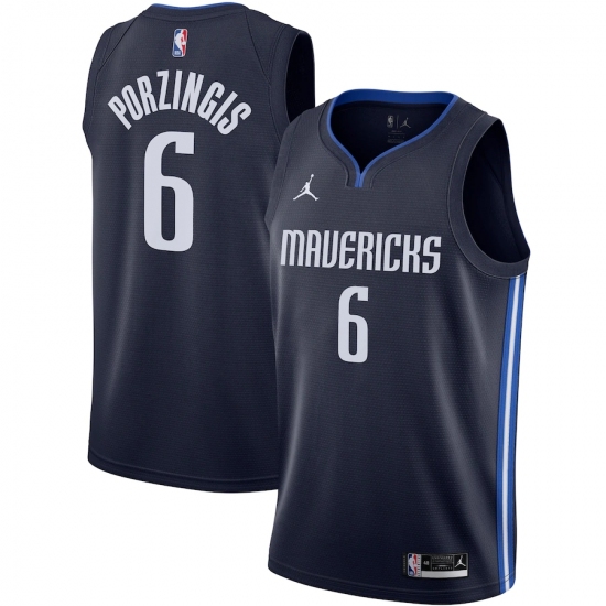 Men's Dallas Mavericks #6 Kristaps Porzingis Jordan Brand Navy 2020-21 Swingman Jersey