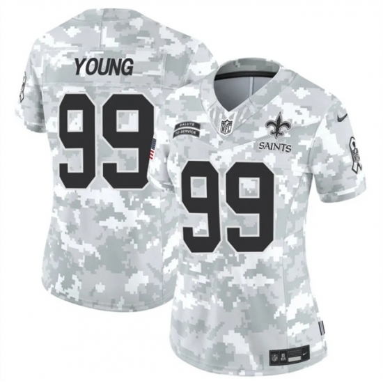 Women's New Orleans Saints #99 Chase Young 2024 F.U.S.E Arctic Camo Salute To Service Limited Stitched Football Jersey(Run Small) - Ujersey