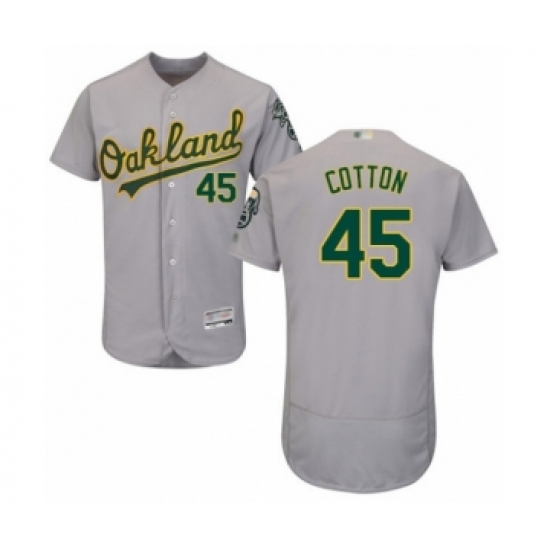 Men's Oakland Athletics #45 Jharel Cotton Grey Road Flex Base Authentic Collection Baseball Player Jersey - Ujersey