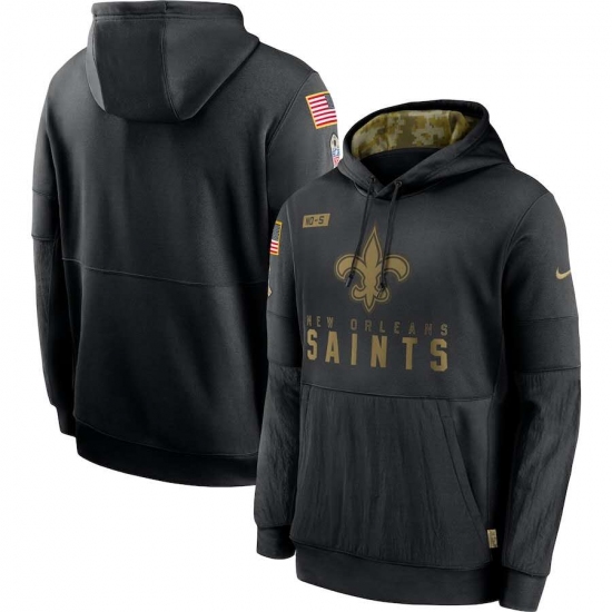 Men's NFL New Orleans Saints 2020 Salute To Service Black Pullover Hoodie - Ujersey