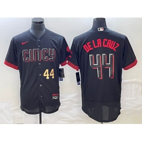 Men's Cincinnati Reds #44 Elly De La Cruz Number Black 2023 City Connect Cool Base Stitched Jersey - Ujersey