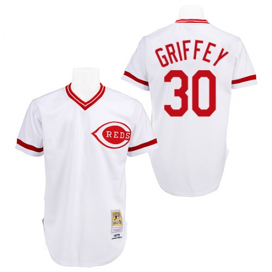 Men's Mitchell and Ness Cincinnati Reds #30 Ken Griffey Replica White Throwback MLB Jersey - Ujersey
