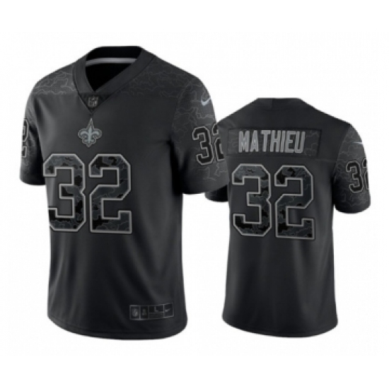 Men's New Orleans Saints #32 Tyrann Mathieu Black Reflective Limited Stitched Football Jersey - Ujersey