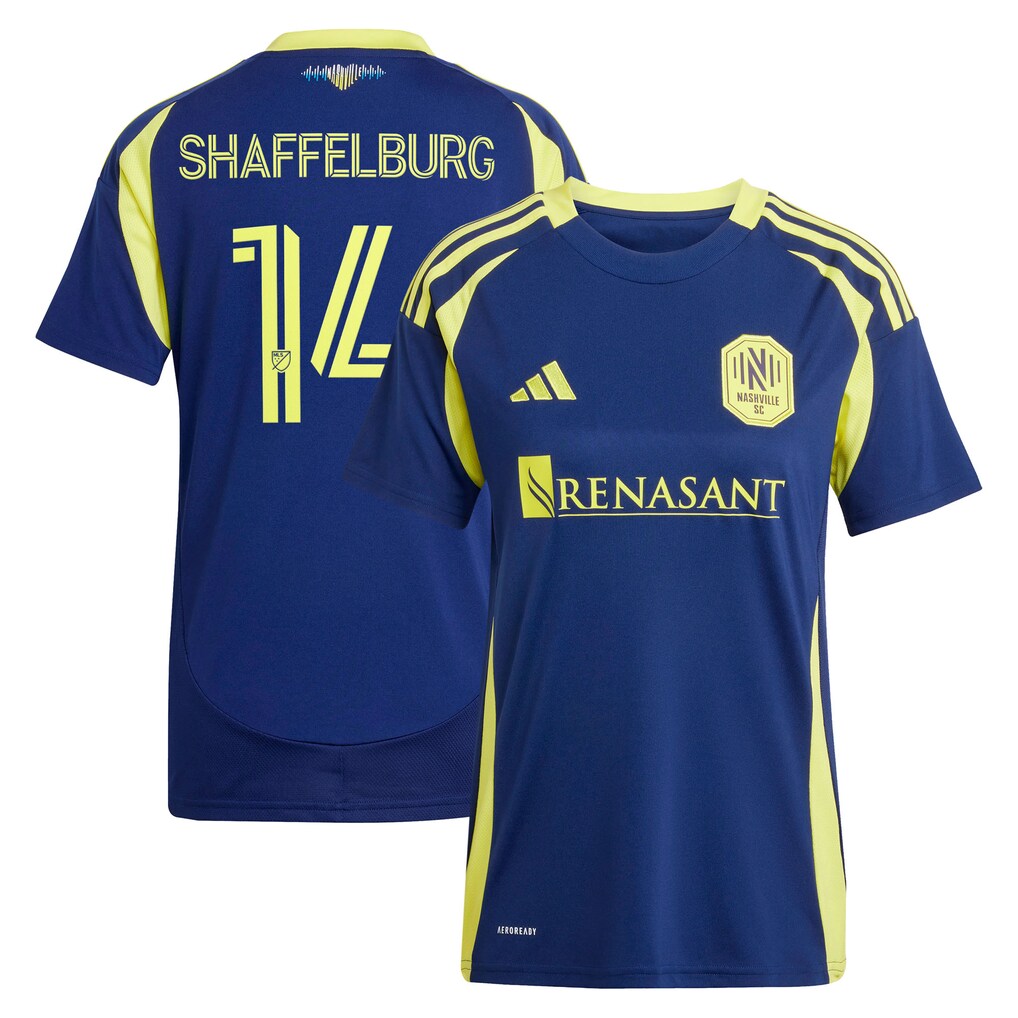 Women's Nashville SC Jacob Shaffelburg adidas Navy 2025 The Heart of Nashville Kit Replica Player Jersey - Ujersey