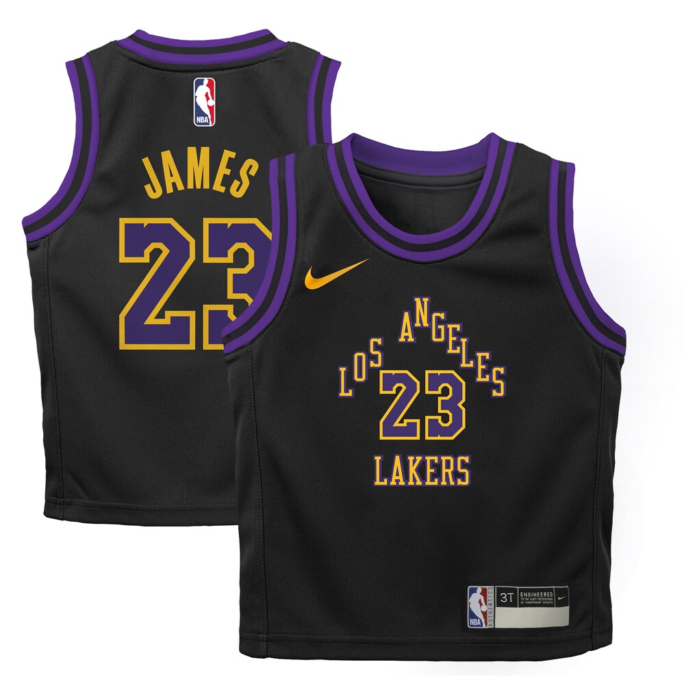 Preschool Los Angeles Lakers LeBron James Nike Black 2025/26 City Edition Swingman Jersey - U-jersey