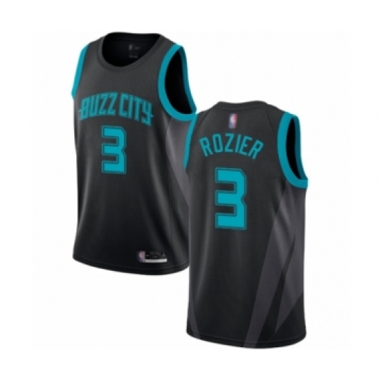 Men's Jordan Charlotte Hornets #3 Terry Rozier Authentic Black Basketball Jersey - 2018 19 City Edition - Ujersey