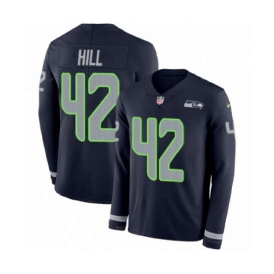 Youth Nike Seattle Seahawks #42 Delano Hill Limited Navy Blue Therma Long Sleeve NFL Jersey - Ujersey