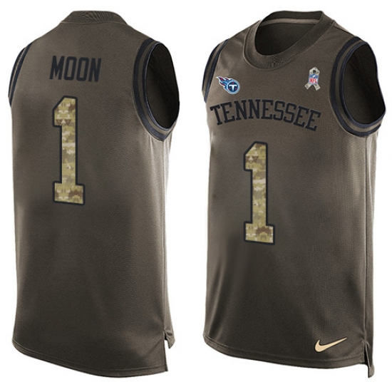 Men's Nike Tennessee Titans #1 Warren Moon Limited Green Salute to Service Tank Top NFL Jersey - Ujersey
