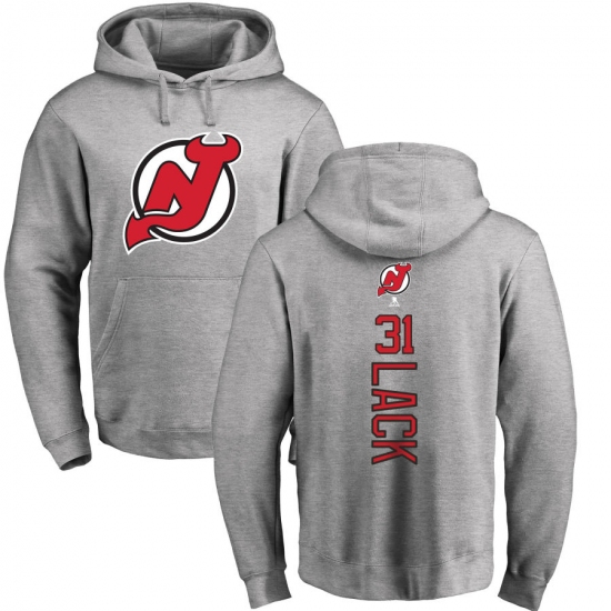 NHL Adidas New Jersey Devils #31 Eddie Lack Ash Backer Pullover Hoodie - Ujersey