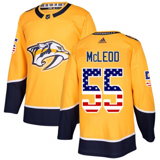 Men's Adidas Nashville Predators #55 Cody McLeod Authentic Gold USA Flag Fashion NHL Jersey - Ujersey