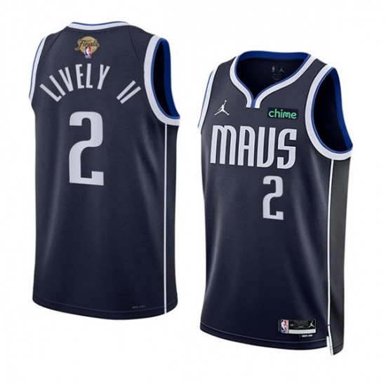 Men's Dallas Mavericks #2 Dereck Lively II Navy 2024 Finals Statement Edition Stitched Basketball Jersey - Ujersey