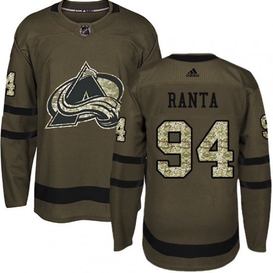 Men's Adidas Colorado Avalanche #94 Sampo Ranta Authentic Green Salute to Service NHL Jersey - Ujersey