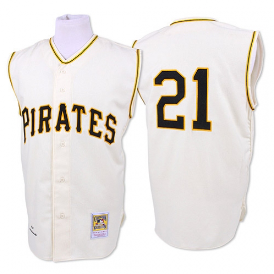 Men's Mitchell and Ness 1960 Pittsburgh Pirates #21 Roberto Clemente Authentic White Throwback MLB Jersey - Ujersey
