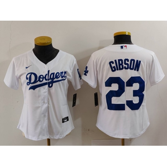Women's Los Angeles Dodgers #23 Kirk Gibson White Cool Base Stitched Jersey - Ujersey