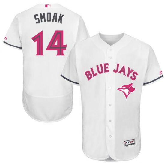 Men's Majestic Toronto Blue Jays #14 Justin Smoak Authentic White 2016 Mother's Day Fashion Flex Base MLB Jersey - Ujersey