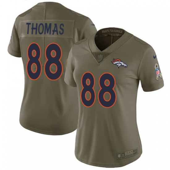 Women's Nike Denver Broncos #88 Demaryius Thomas Limited Olive 2017 Salute to Service NFL Jersey - Ujersey