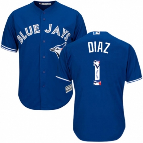 Men's Majestic Toronto Blue Jays #1 Aledmys Diaz Authentic Blue Team Logo Fashion MLB Jersey - Ujersey