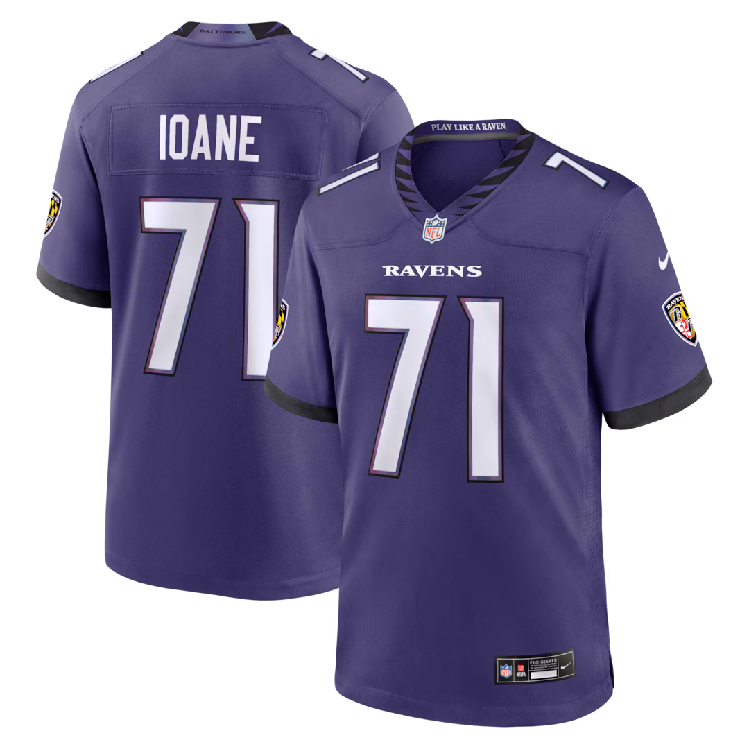 Men's Baltimore Ravens Olaivavega Ioane Nike Purple 2026 NFL Draft First Round Pick No. 14 Team Game Jersey - Ujersey