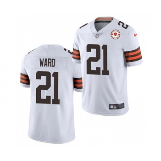 Men's Cleveland Browns #21 Denzel Ward 2021 White 75th Anniversary Patch Vapor Untouchable Limited Jersey - Ujersey