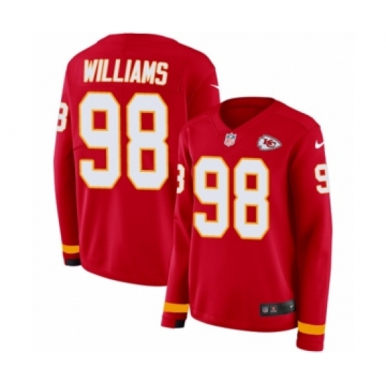 Women's Nike Kansas City Chiefs #98 Xavier Williams Limited Red Therma Long Sleeve NFL Jersey - Ujersey