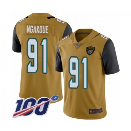 Men's Jacksonville Jaguars #91 Yannick Ngakoue Limited Gold Rush Vapor Untouchable 100th Season Football Jersey - Ujersey