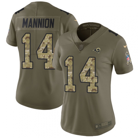 Women's Nike Los Angeles Rams #14 Sean Mannion Limited Olive/Camo 2017 Salute to Service NFL Jersey - Ujersey