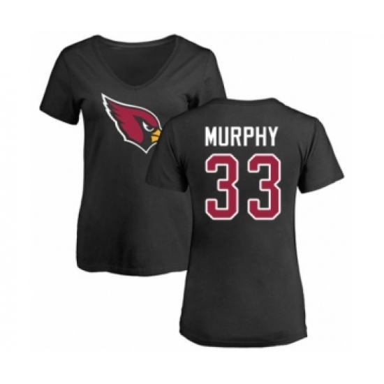 Football Women's Arizona Cardinals #33 Byron Murphy Black Name & Number Logo T-Shirt